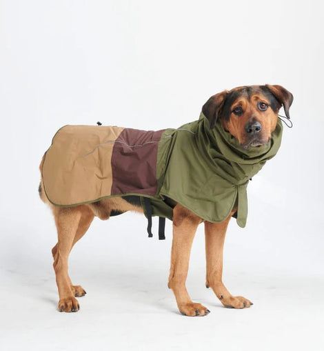 Breatheshield Dog Raincoat - Green Brown Tan/Size S