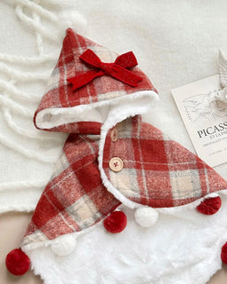 Christmas Holiday Plaid Fleece Cape